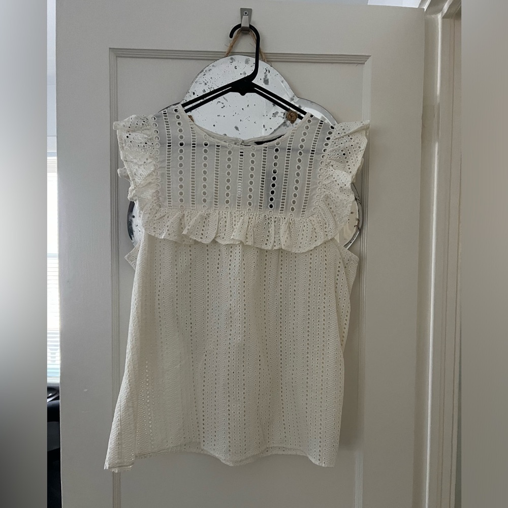 Banana Republic-NWT Sleeveless Ruffle Shoulder Summer Blouse